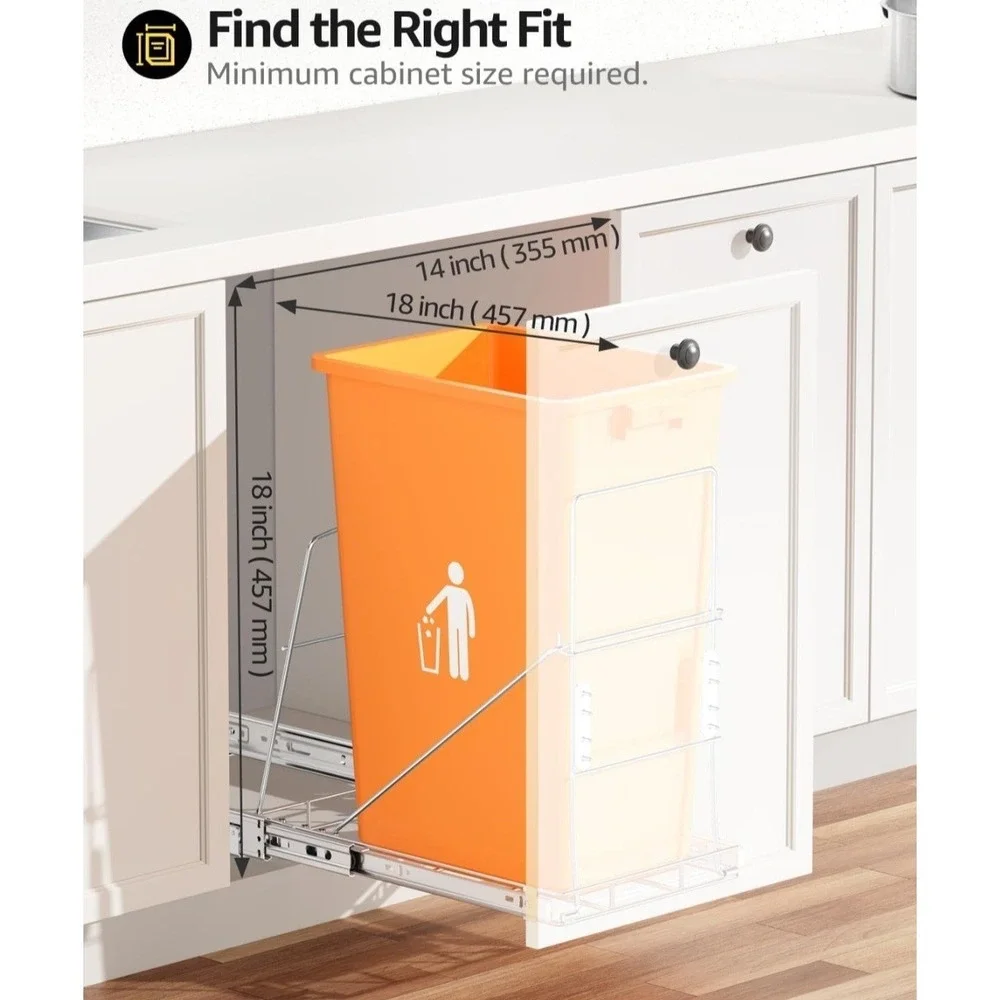 Pull Out Trash Can Under Cabinet，Heavy Duty Slide-Out‎ Cabinet Kit,